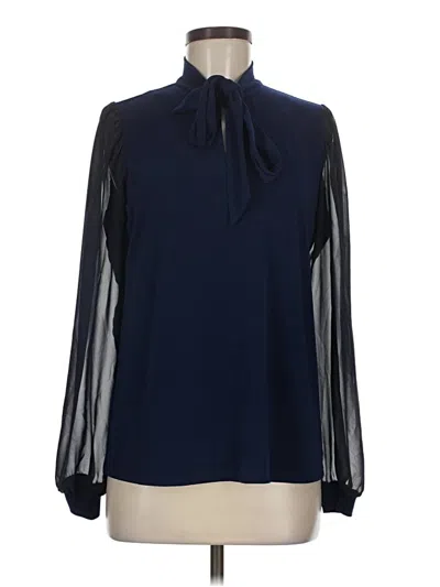 Pre-owned Leota Long Sleeve Blouse In Blue