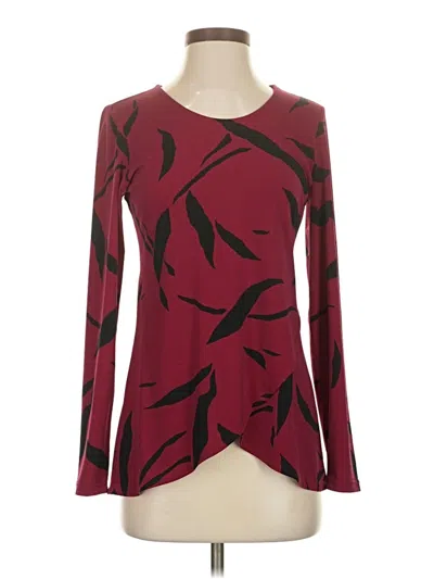 Pre-owned Leota Long Sleeve Blouse In Burgundy