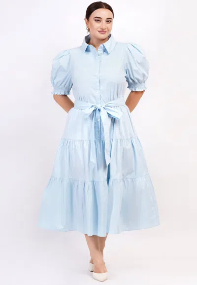 Leota Octavia Puff Sleeve Shirt Dress Wispy Blue