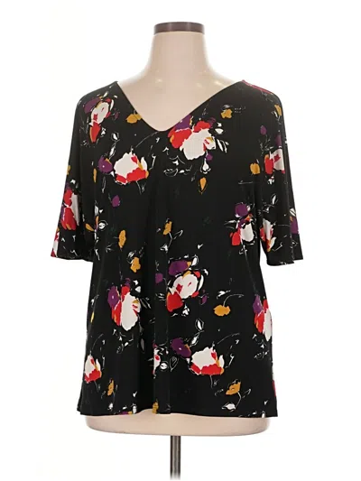 Pre-owned Leota Short Sleeve Blouse In Black
