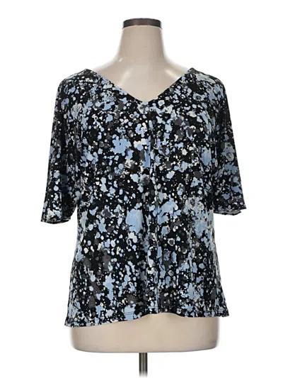 Pre-owned Leota Short Sleeve Blouse In Blue