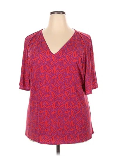 Pre-owned Leota Short Sleeve Blouse In Red