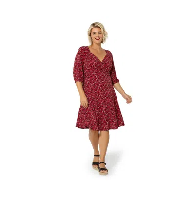 Leota Women's Puff Sleeve Sweetheart Becca Dress Red Size 1x In Brown