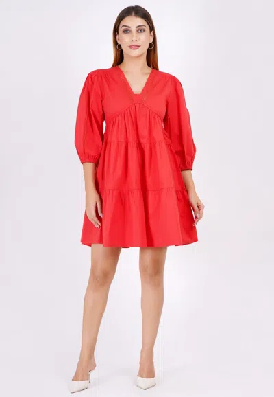 Leota Zariah Empire Waist Mini Dress Poppy Red