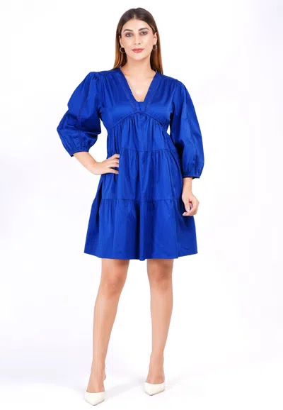 Leota Zariah Empire Waist Mini Dress Solid Mazarine Blue