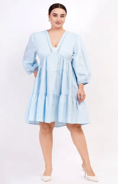 Leota Zariah Empire Waist Mini Dress Wispy Blue