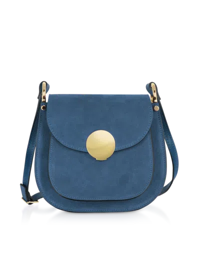 Leparmentier Paris Agave Suede And Smooth Leather Shoulder Bag In Blue