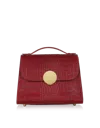Leparmentier Paris Bombo Croco Embossed Leather Top-handle Satchel Bag W/strap