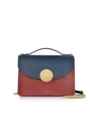 Leparmentier Paris New Ondina Color Block Flap Top Leather Satchel Bag
