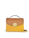 Leparmentier Paris New Ondina Color Block Flap Top Leather Satchel Bag