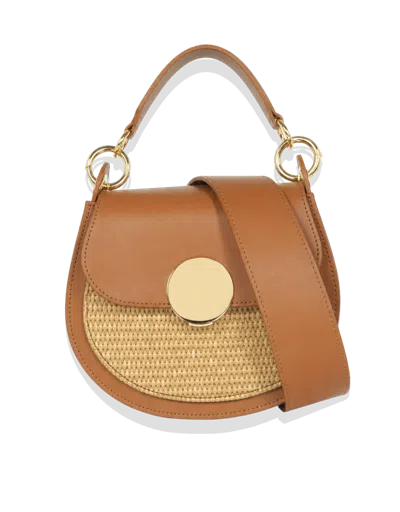 Leparmentier Paris Yucca Soho Raffia Shoulder Bag In Cognac
