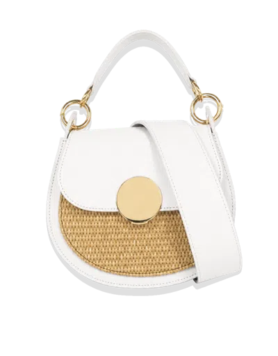 Leparmentier Paris Yucca Soho Raffia Shoulder Bag In White