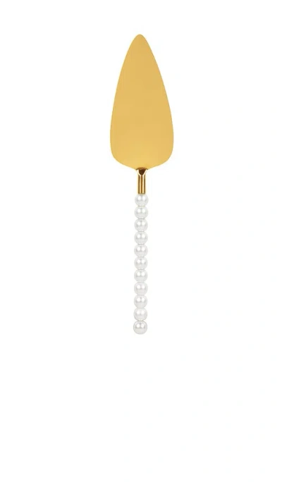 Lepel Club Pearl Cake Server In Metallic Gold