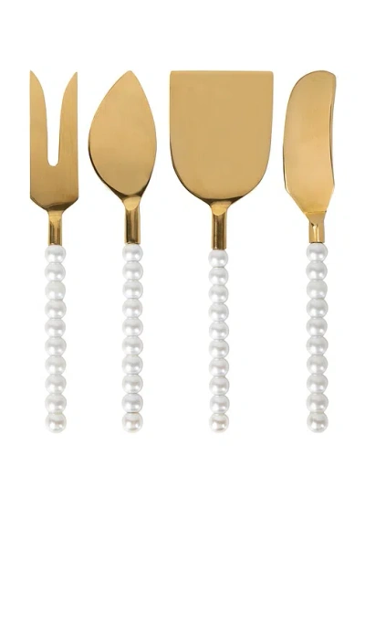 Lepel Club Set Of 4 Cheese Knife In Metallic Gold