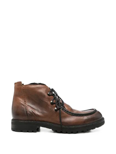 Leqarant Lace-up Leather Ankle Boots In Brown