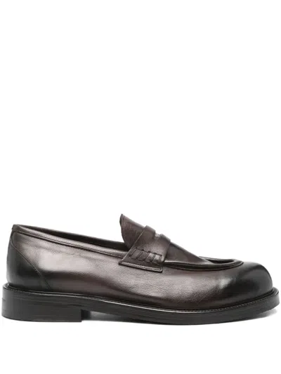 Leqarant Penny-detail Loafers In Brown