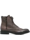 Leqarant Zip Leather Boots In Brown