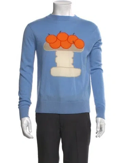 Pre-owned Leret Leret Cashmere Graphic Print Pullover In Blue