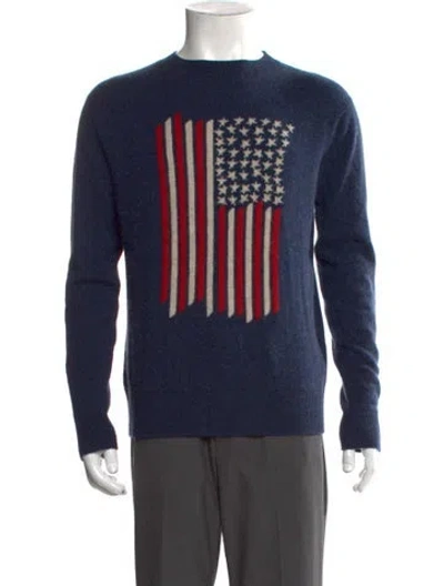 Pre-owned Leret Leret Cashmere Graphic Print Pullover In Blue