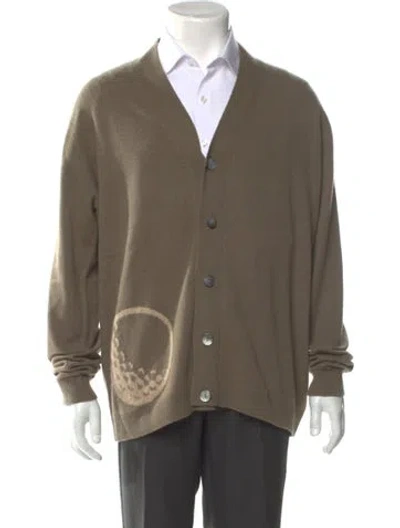 Pre-owned Leret Leret Cashmere V-neck Cardigan In Green
