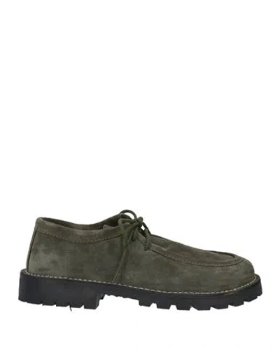 Lerews Man Lace-up Shoes Military Green Size 7 Leather