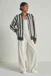 Les 100 Ciel Charcoal/cream | S Wool And Cashmere Cardigan In Charcoal/cream