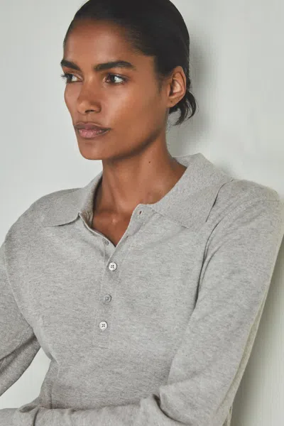 Les 100 Ciel Grey Marl Reiss | S Cotton And Cashmere Polo Shirt