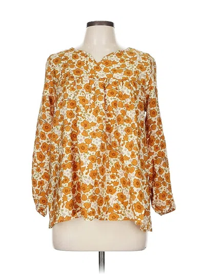 Pre-owned Les Amis 3/4 Sleeve Blouse In Gold