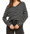 Les Amis Basic Striped Top In Black In Multi
