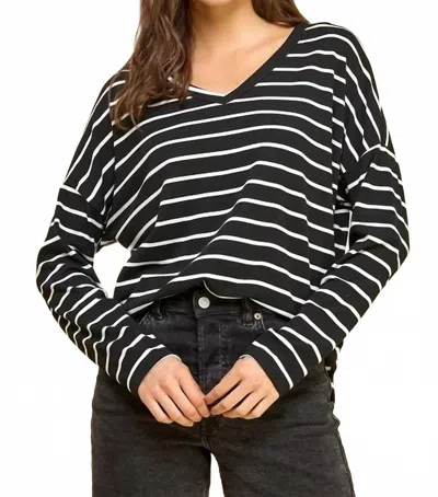 Les Amis Basic Striped Top In Black In Multi