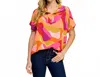 Les Amis Collared Abstract Printed Top In Orange Multi In Multi