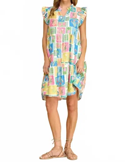 Les Amis Garden Patchwork Tiered Dress In Multi-color In Brown