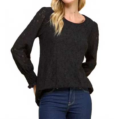 Les Amis Laced Top With Long Ruffled Sleeves Detail In Black