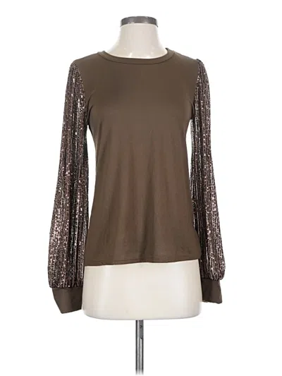 Pre-owned Les Amis Long Sleeve Blouse In Brown