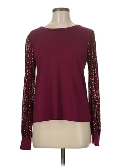Pre-owned Les Amis Long Sleeve Top Burgundy Boatneck Tops