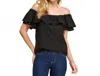 Les Amis Ruffle Eyelet Top In Black In Black