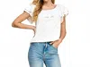 Les Amis Ruffle Eyelet Top In White In White