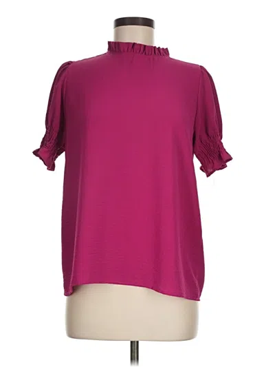 Pre-owned Les Amis Short Sleeve Blouse In Burgundy