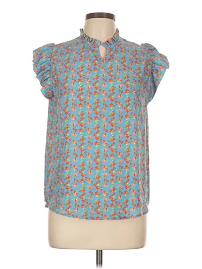 Les Amis Short Sleeve Blouse In Teal