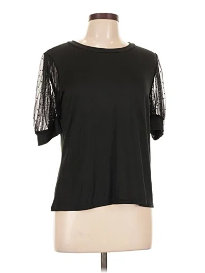 Pre-owned Les Amis Short Sleeve Top Black Cold Shoulder Neckline Tops