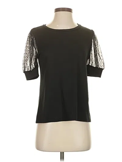 Pre-owned Les Amis Short Sleeve Top Black Crew Neck Tops