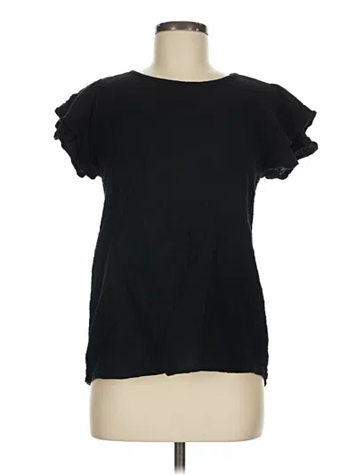 Pre-owned Les Amis Short Sleeve Top Black Ruffles Neckline Tops