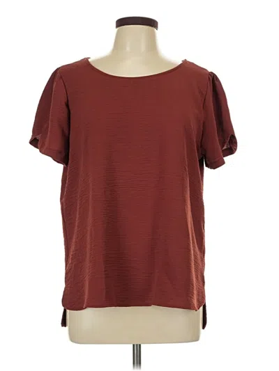 Pre-owned Les Amis Short Sleeve Top Burgundy Boatneck Tops