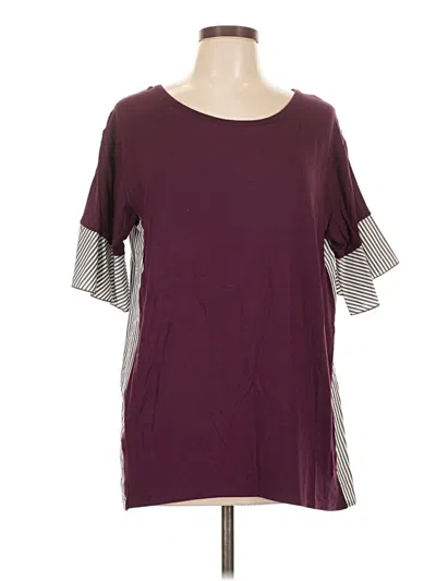 Pre-owned Les Amis Short Sleeve Top Burgundy Crew Neck Tops
