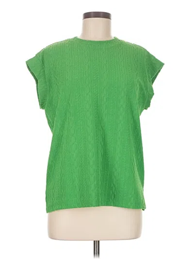 Pre-owned Les Amis Short Sleeve Top Green Boatneck Tops
