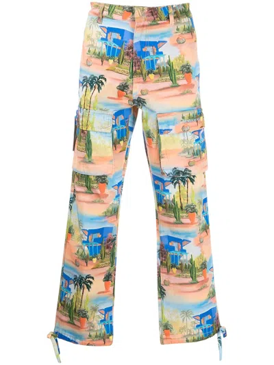 Les Benjamins Graphic-print Utility Trousers In Mehrfarbig