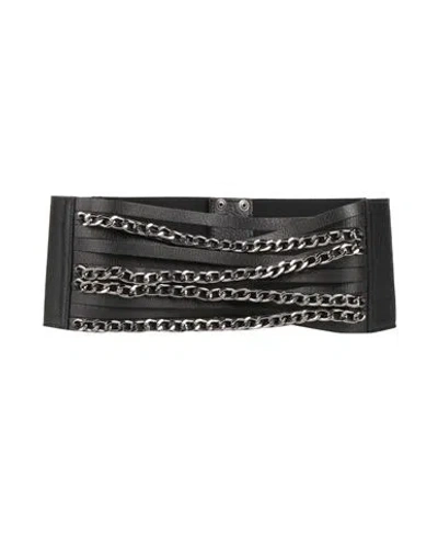 Les Bourdelles Des Garçons Woman Belt Black Size 2 Soft Leather, Elastic Fibres