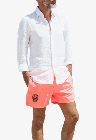 Les Canebiers Ermitage Court Mexican Head Swim Shorts In Orange