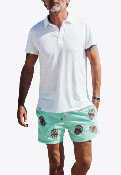 Les Canebiers Mexican Head Embroidery Swim Shorts In Green