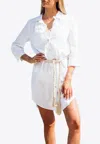 Les Canebiers Mimosas Mini Shirt Dress With Rope Belt In White